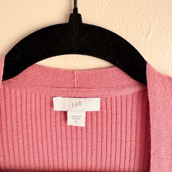 J. Jill Pink Dusty Rose Ribbed Pocket Open Front Duster Cardigan - Small - Picture 3 of 8